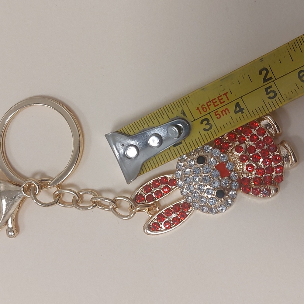Gold Tone Rhinestone Bunny Rabbit Key Chain Purse Charm - Picture 11 of 16